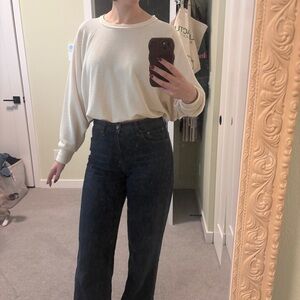 Lush Cream Ribbed Long-Sleeve Pullover